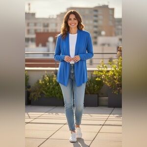 Lilly Pulitzer Cardigan Sweater Blue Womens Cashmere Open Waterfall XS